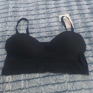TRUE & CO Black longline bra large